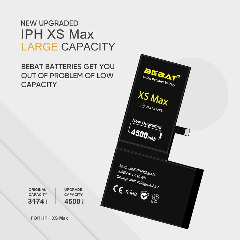 BEBAT Replacement for iPhone Xs MAX Battery, 4500mAh High Capacity Li-ion Polymer Replacement Battery for Model A1921 A2101 A2102 A2104 with Professional Repair Tool Kits - Image 2